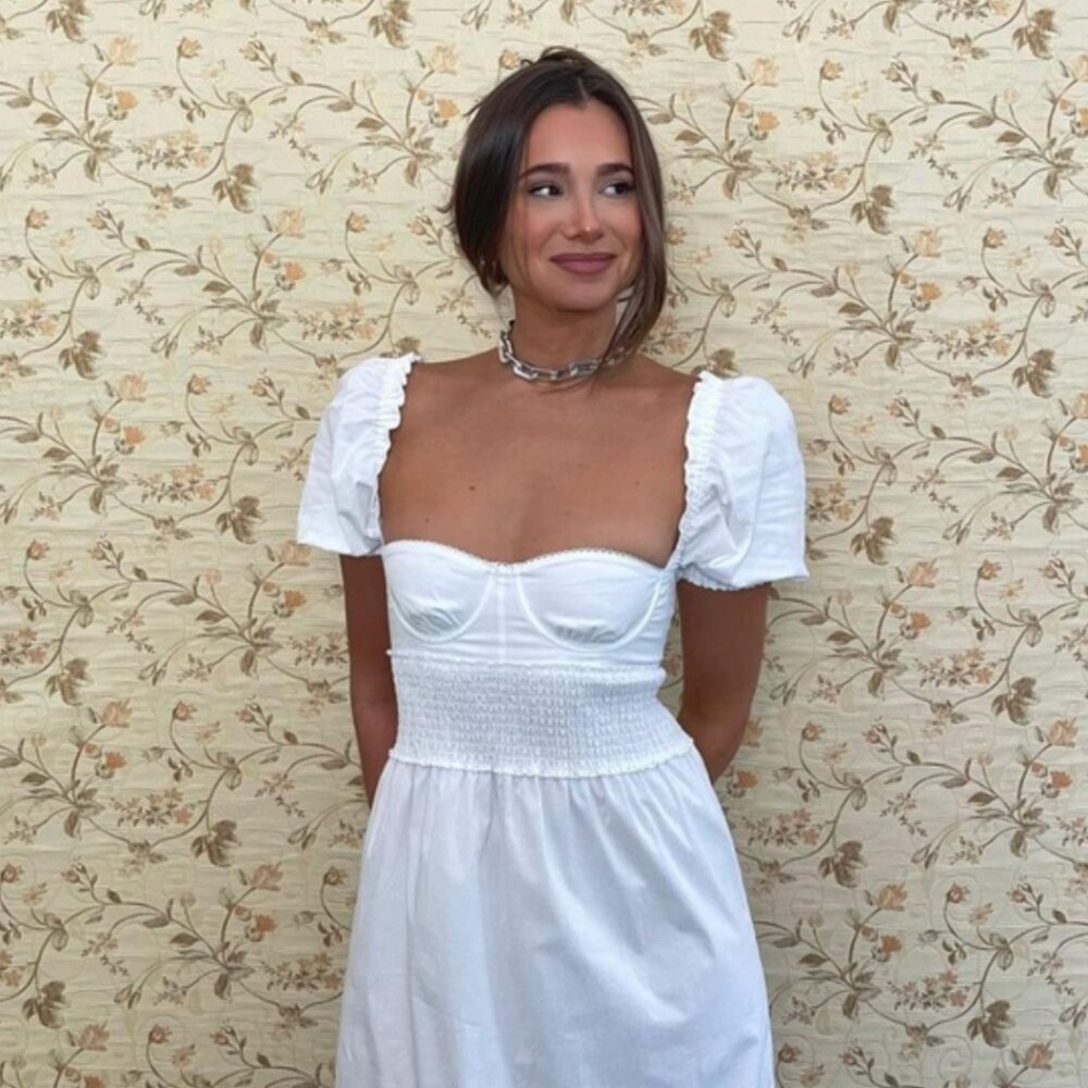 Weworewhat Puff Sleeve Maxi Dress White Sz. 8 NWT